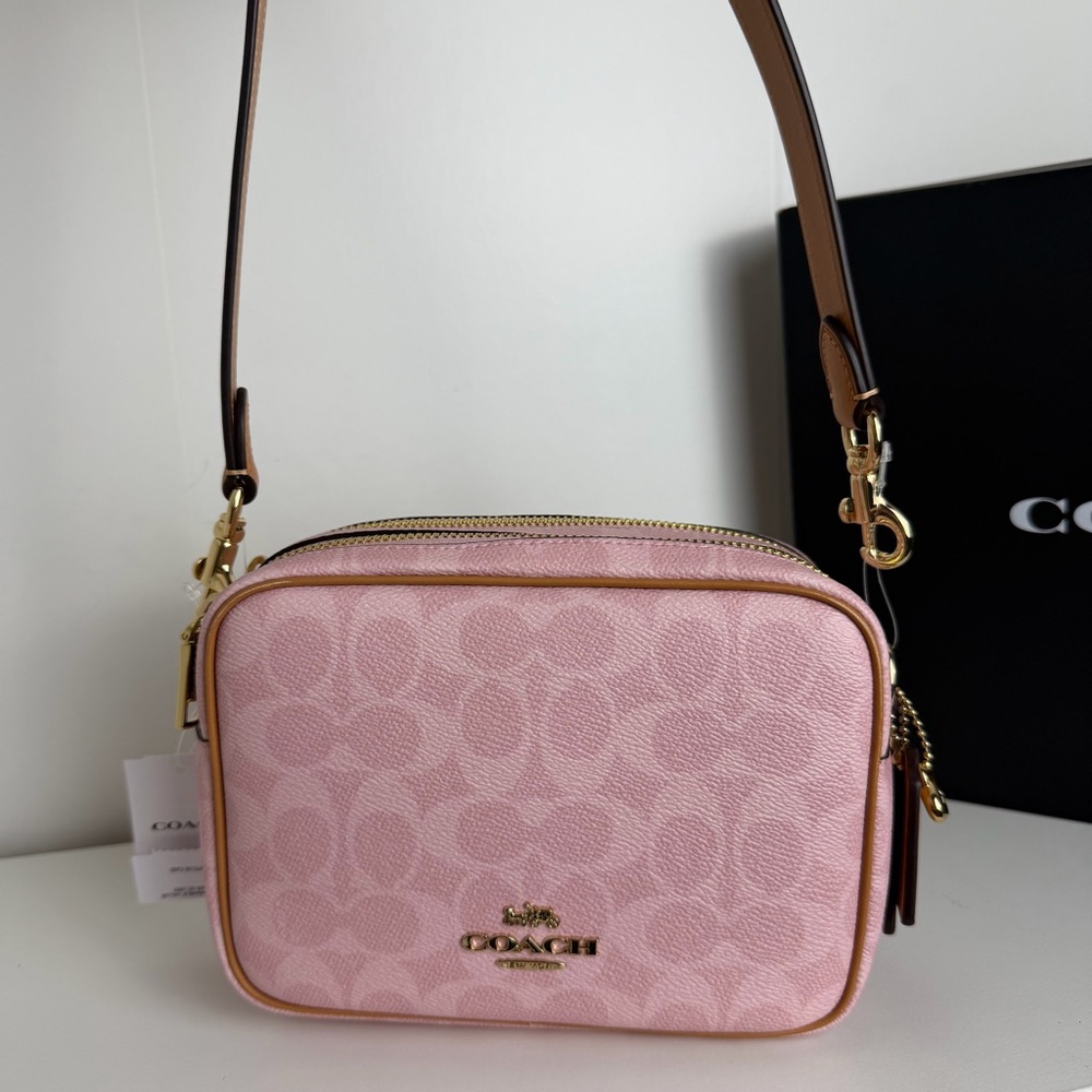 NWT Coach Mini Carey Crossbody Bag In Signature Canvas With Charms